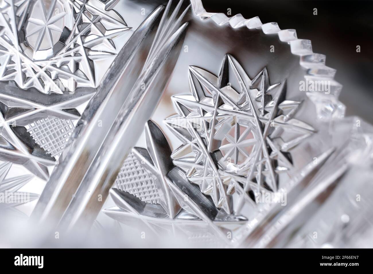 Macro dettaglio di un vaso di cristallo antico Foto Stock