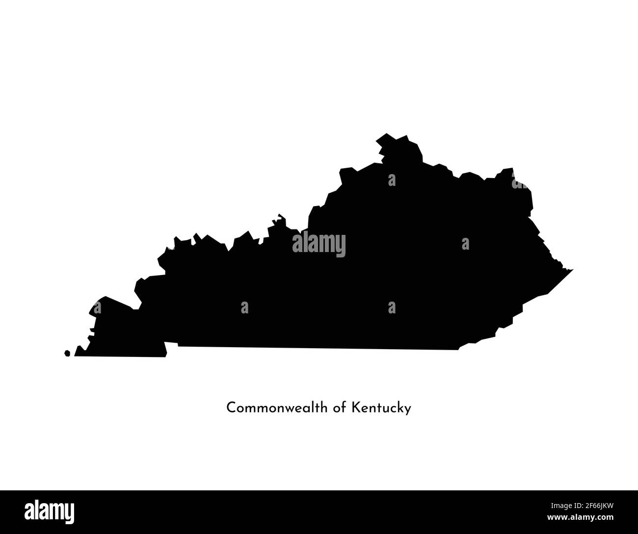 Vector isolato icona semplificata illustrazione con la silhouette della mappa nera del Commonwealth del Kentucky (USA). Sfondo bianco Illustrazione Vettoriale