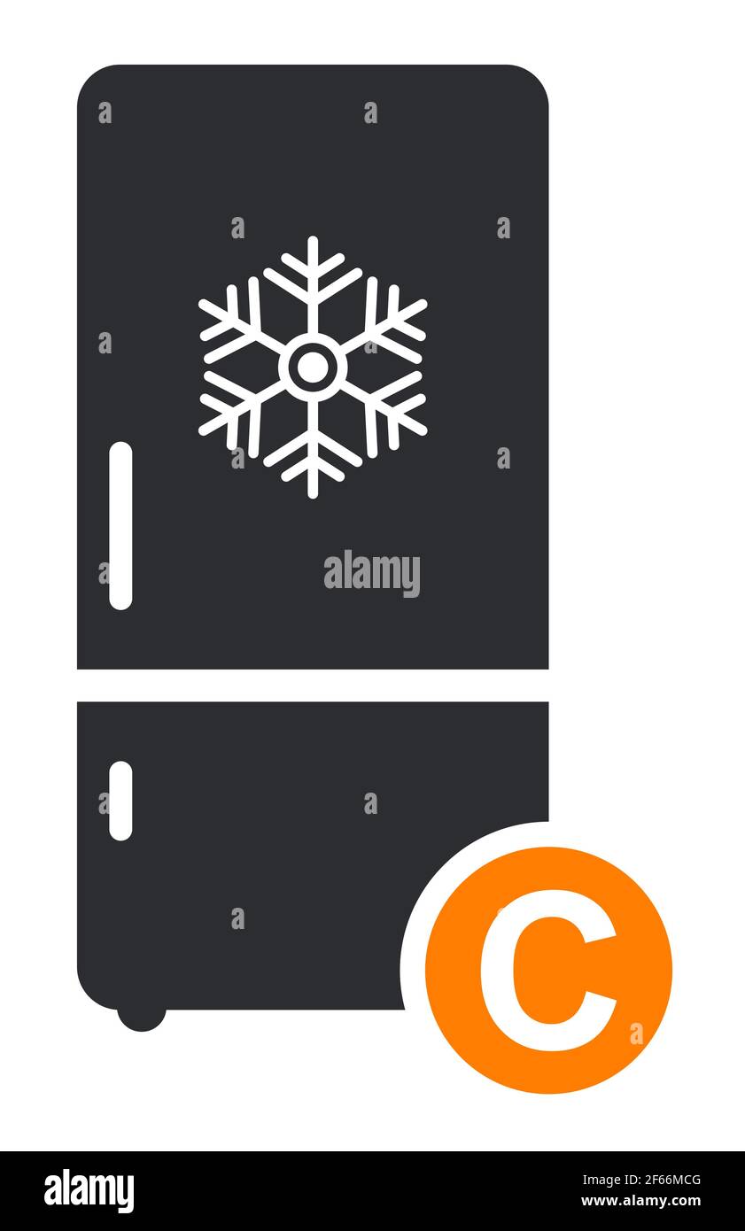 Vettore icona freezer freddo piatto. Segno moderno, pittogramma solido isolato su sfondo bianco. Illustrazione Vettoriale