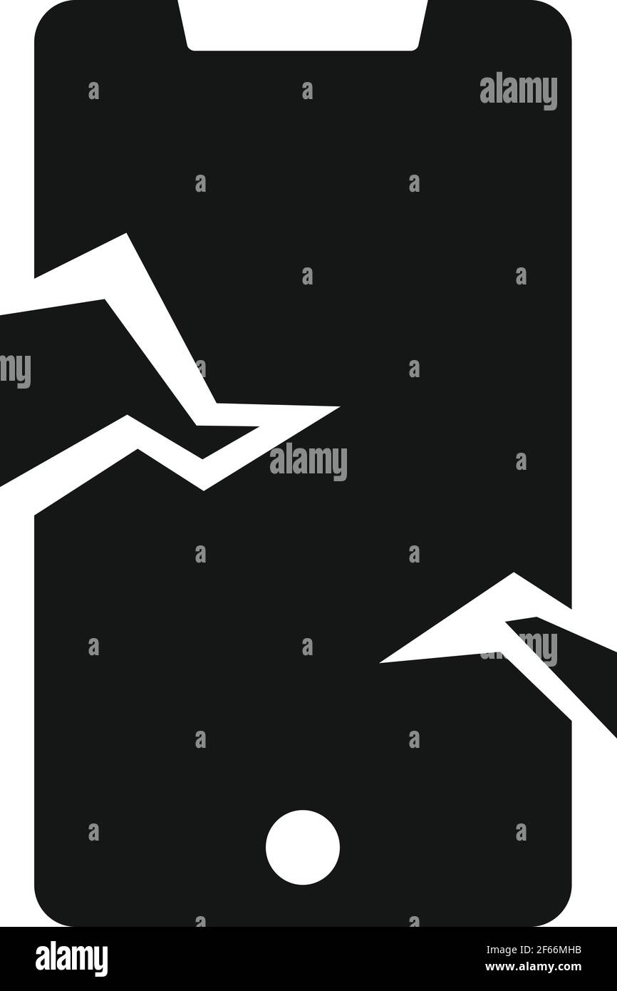 Icona di vetro protettivo incrinato, stile semplice Illustrazione Vettoriale