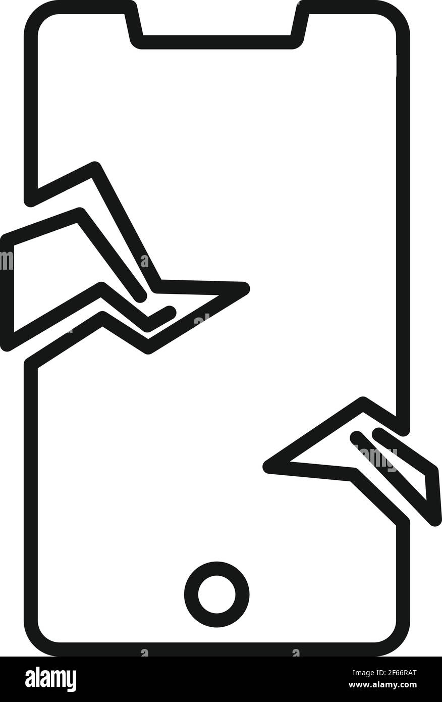 Icona di vetro protettivo incrinato, profilo Illustrazione Vettoriale