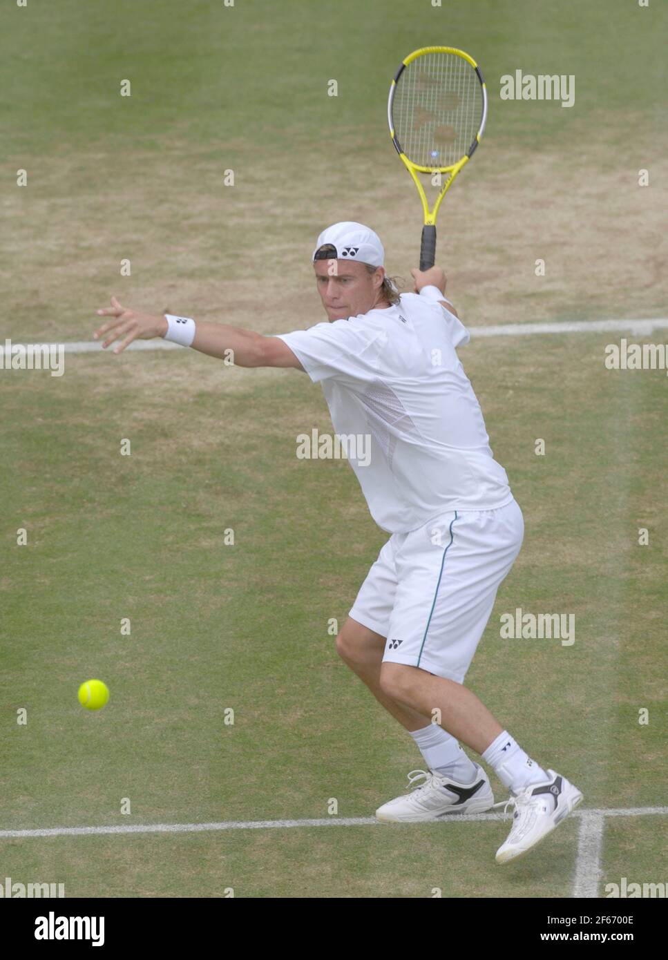 WIMBLEDON 2007 7° GIORNO 2/7/07. L.HEWITT DURANTE LA SUA PARTITA CON G.CANAS IMMAGINE DAVID ASHDOWN Foto Stock