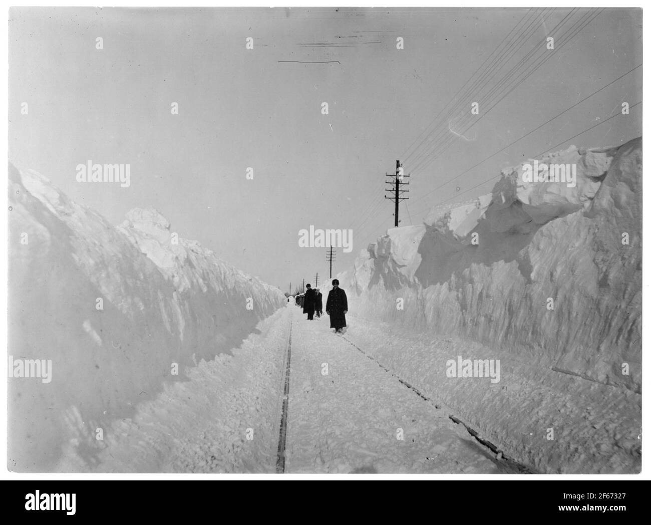 La storia racconta di una tempesta di neve nel 1929 nel sud della Svezia che era molto difficile. Foto Stock