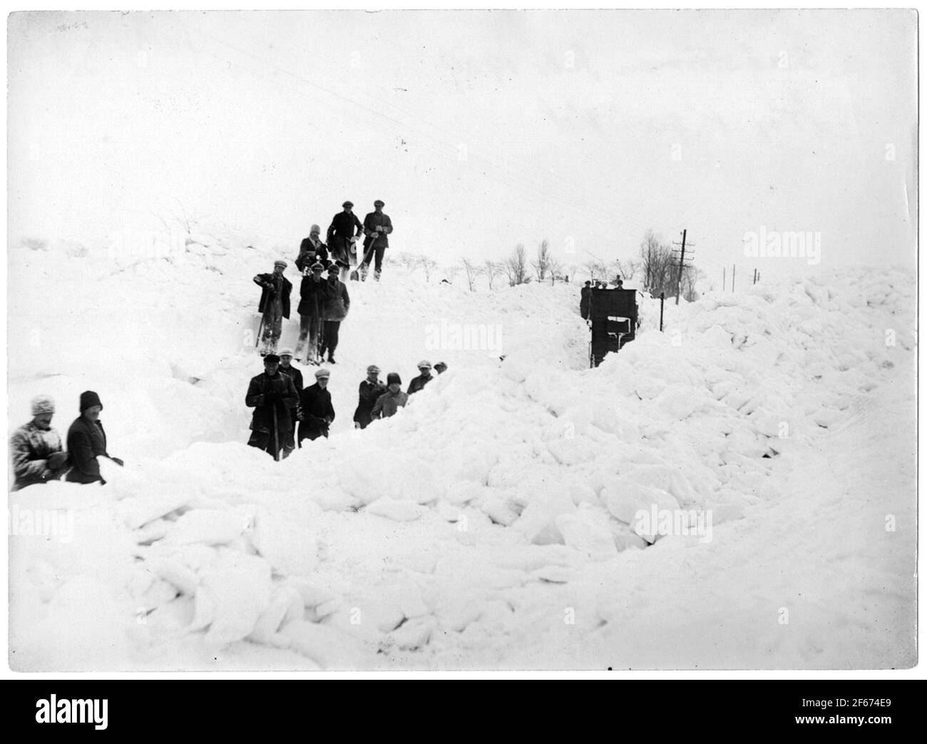 LEJ, Landskrona - la storia ferroviaria di Engelholm racconta una tempesta di neve nel 1929 nella Svezia meridionale che era molto difficile. Foto Stock