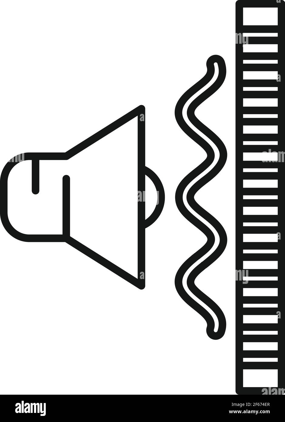 Icona barriera fonoprotettiva, stile contorno Illustrazione Vettoriale