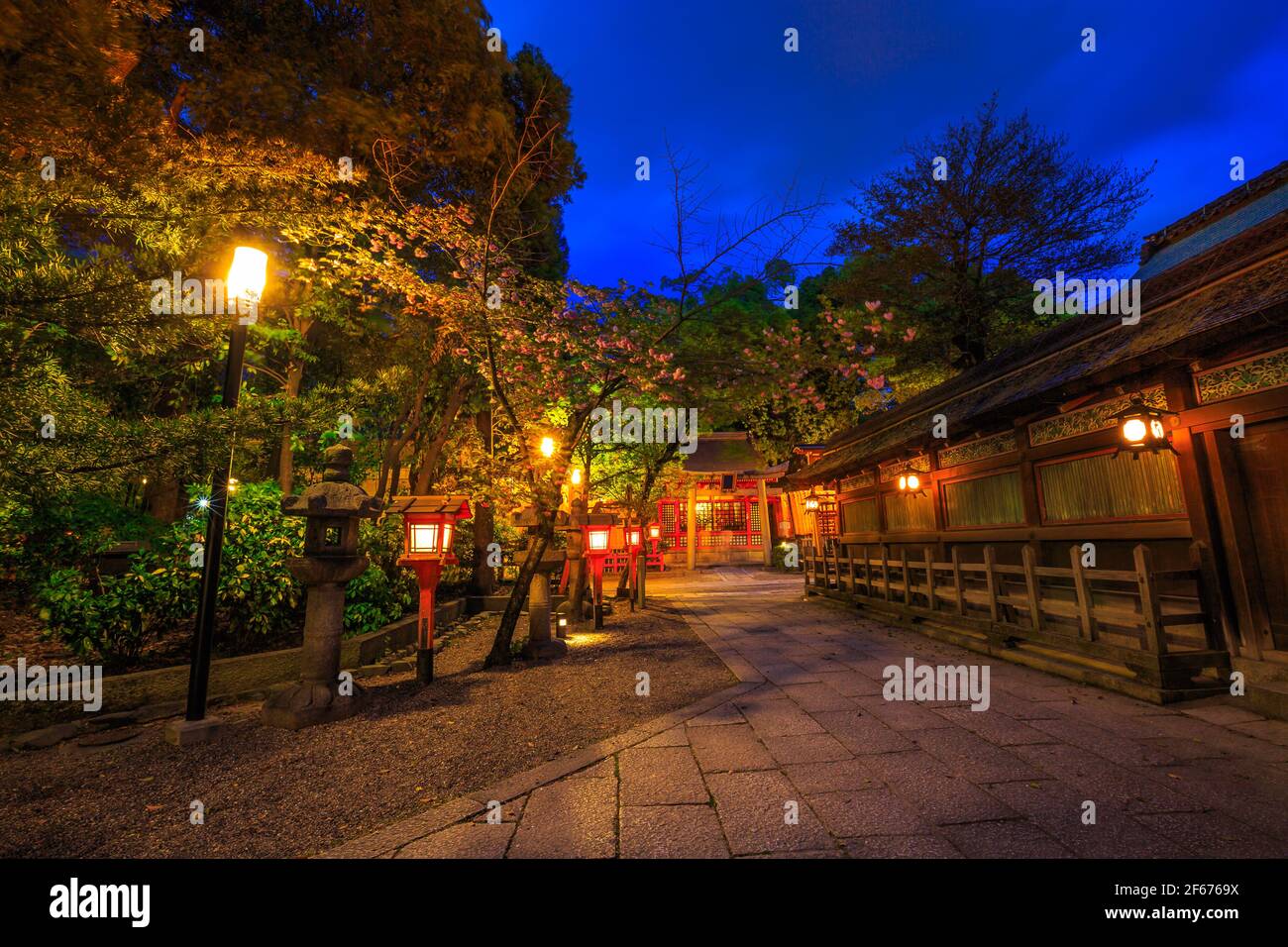 Gion santuario di notte Foto Stock