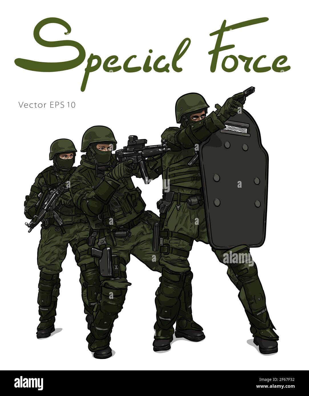 Forze di polizia contro il terrore operazione. Illustrazione vettoriale Illustrazione Vettoriale
