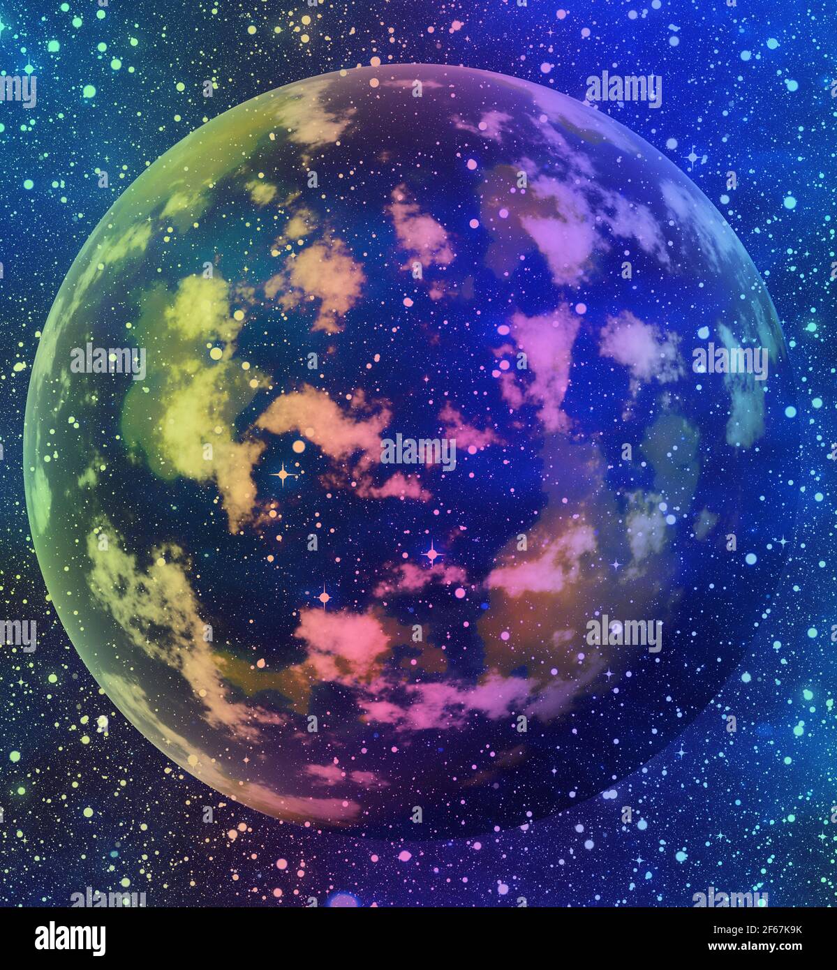 pianeta terra trasparente blu su sfondi cielo spazio. Questa non è una foto della nasa, questa è un'immagine di rendering Foto Stock