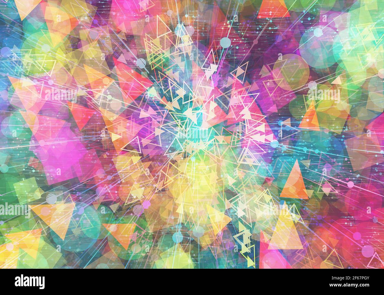 astratti sfondi scientifici colorati con diversa figura geometrica Foto Stock