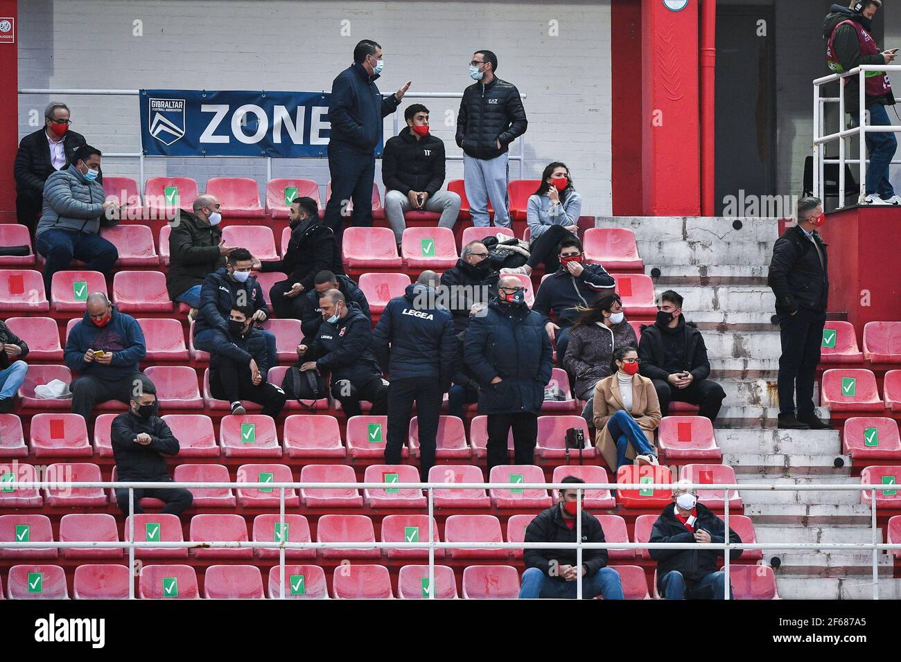 GIBILTERRA, GIBILTERRA - MARZO 30: Tifosi durante la Coppa del mondo FIFA 2022 Qualifier Qatar tra Gibilterra e Paesi Bassi al Victoria Stadium Foto Stock