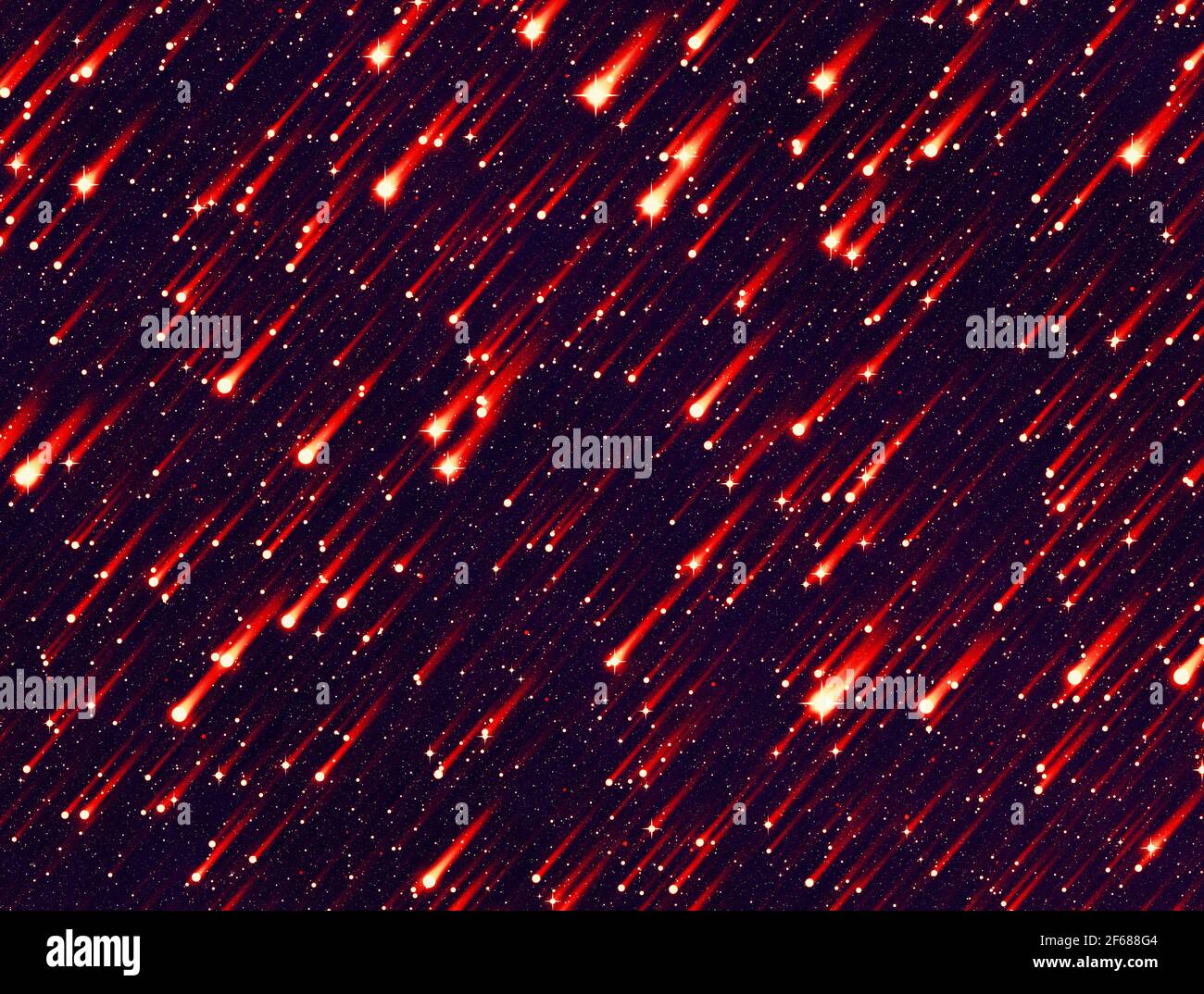 il cielo notturno è coperto da molte stelle luminose che cadono Foto Stock