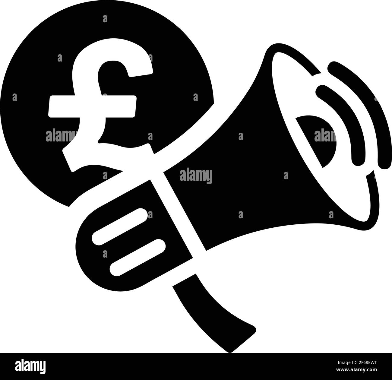 Libbra sterlina, Bullhorn, icona di pubblicità. Ideale per la progettazione e lo sviluppo di siti Web, file stampati e presentazioni, tappetino promozionale Illustrazione Vettoriale
