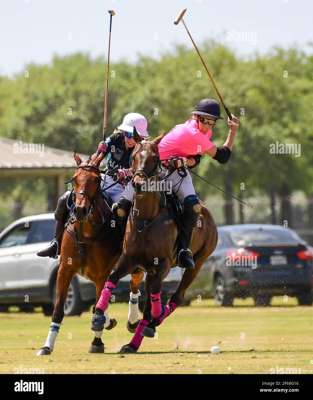 DUNDAS VS HAWAII POLO LIFE 2021 CAMPIONATI DI POLO FEMMINILE, tenuti a Port Mayaca, Florida, 10 marzo 2021. Team Dundas: Nina Clarkin, Hope Arelano, Sarah Siegel Magness Team Hawaii Polo Life: Delores rete, Pamela Flanagan, mia Cambiaso, Hazel Jackson. Foto di Jennifer Graylock-Graylock.com 917-519-7666 Foto Stock