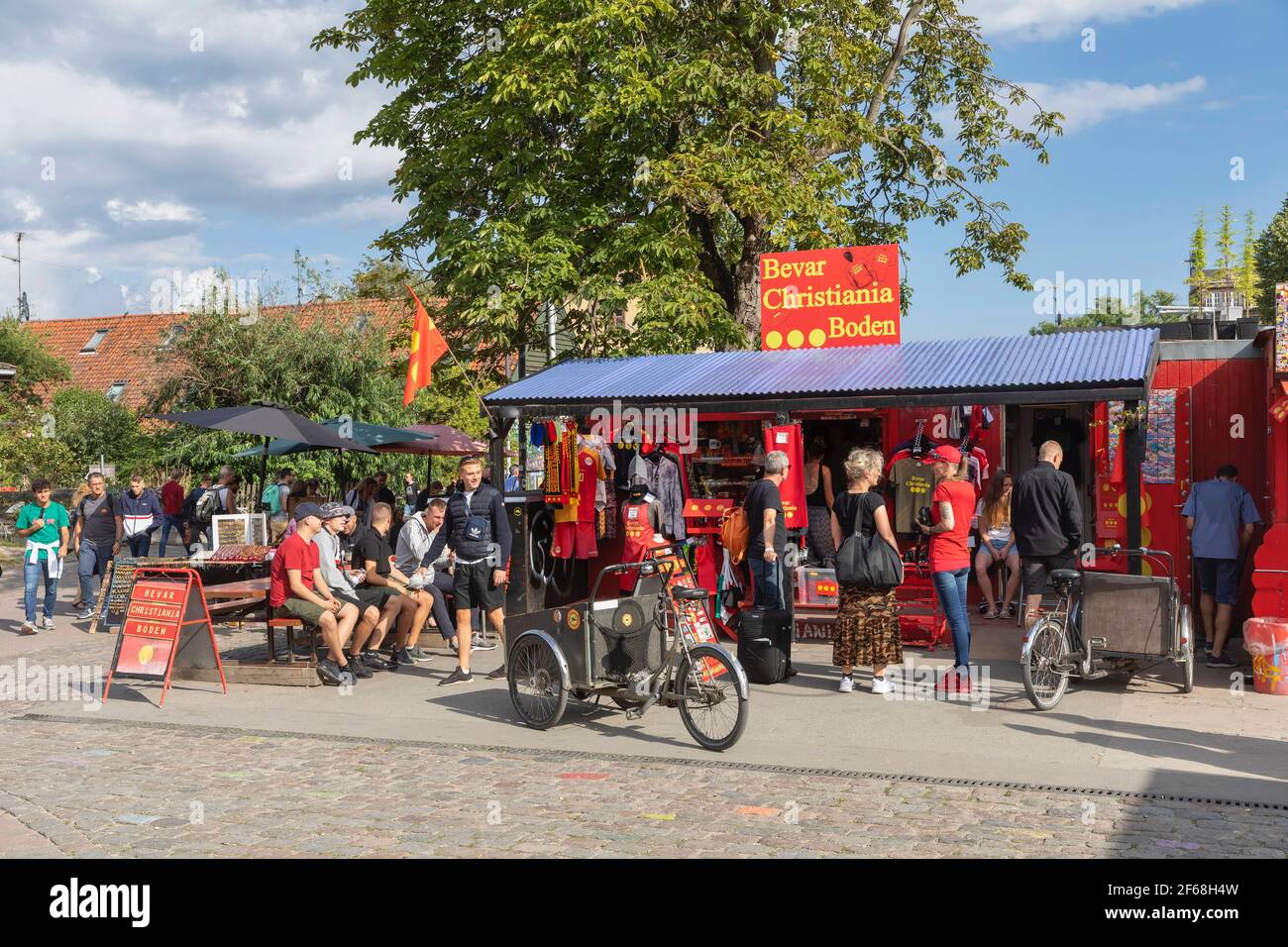 Freetown Christiania, negozi e ristoranti per i turisti Foto Stock