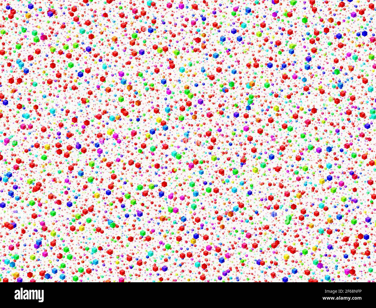 sfondo di piccole forme cubiche multicolore in arrangiamento caotico Foto Stock