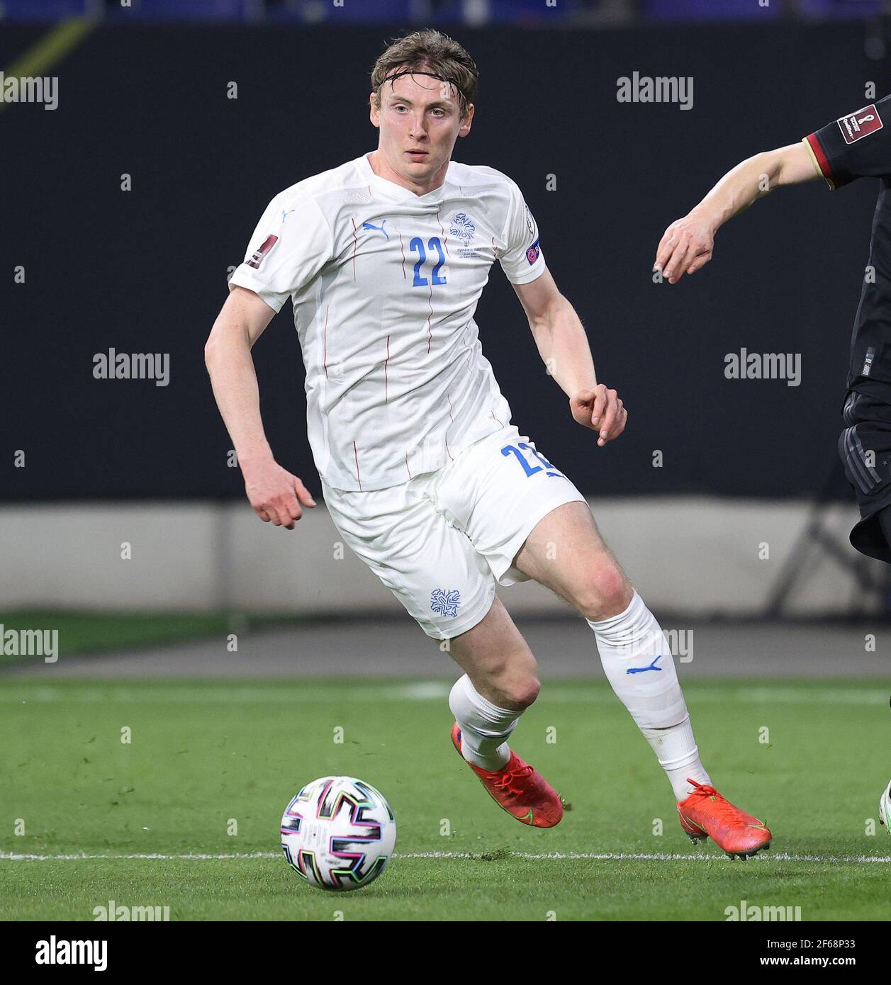 Duisburg, Germania. 25 marzo 2021. Firo: 25.03.2021 Fuvuball, calcio: LV§nderspiel National team WM qualificazione Germania, GER -Island azione individuale, Jon Dadi BV? Dvarsson | Usage worldwide Credit: dpa/Alamy Live News Foto Stock