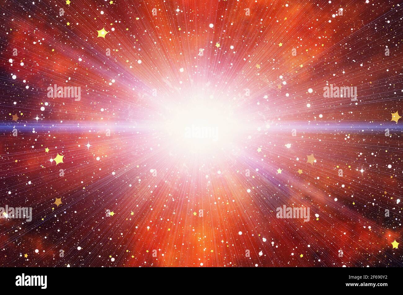 flash bianco su uno sfondo di stelle spaziali Foto Stock