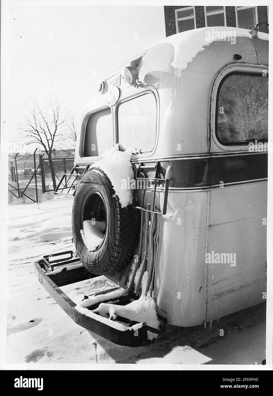 Collisione danneggiato Bus, Ferrovie nazionali, SJ Bus 2085. Foto Stock