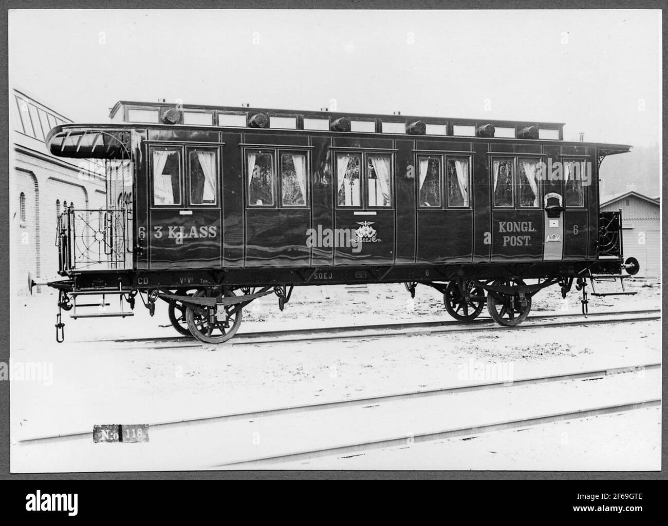 Ferrovia di Sölvesborg-Olofström-Älmhults, GU CD 6. Carrello con postcam. Foto Stock