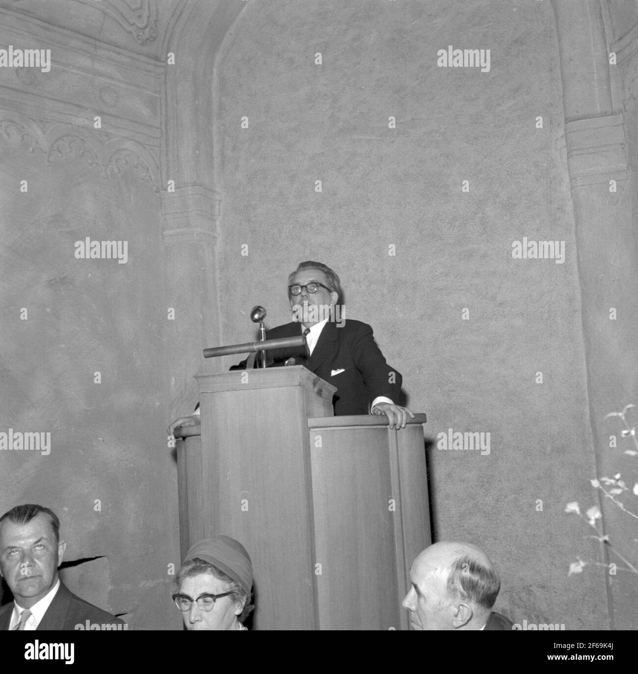 Ventiquattresima riunione generale della Società nordica delle ferrovie a Stoccolma dal 1958-05-20 al 1958-05-22. Exour a Uppsala. Cena al Castello di Uppsala Foto Stock