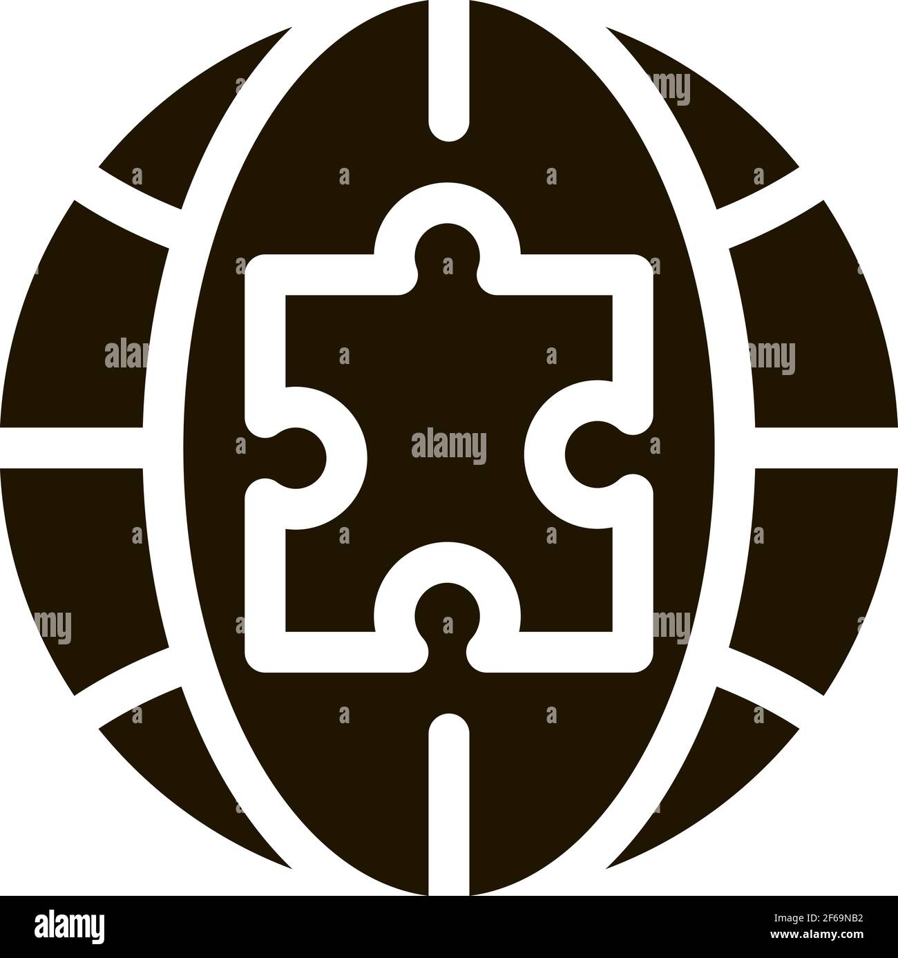 Icona del pezzo del puzzle del globo Illustrazione del glyph del vettore Illustrazione Vettoriale