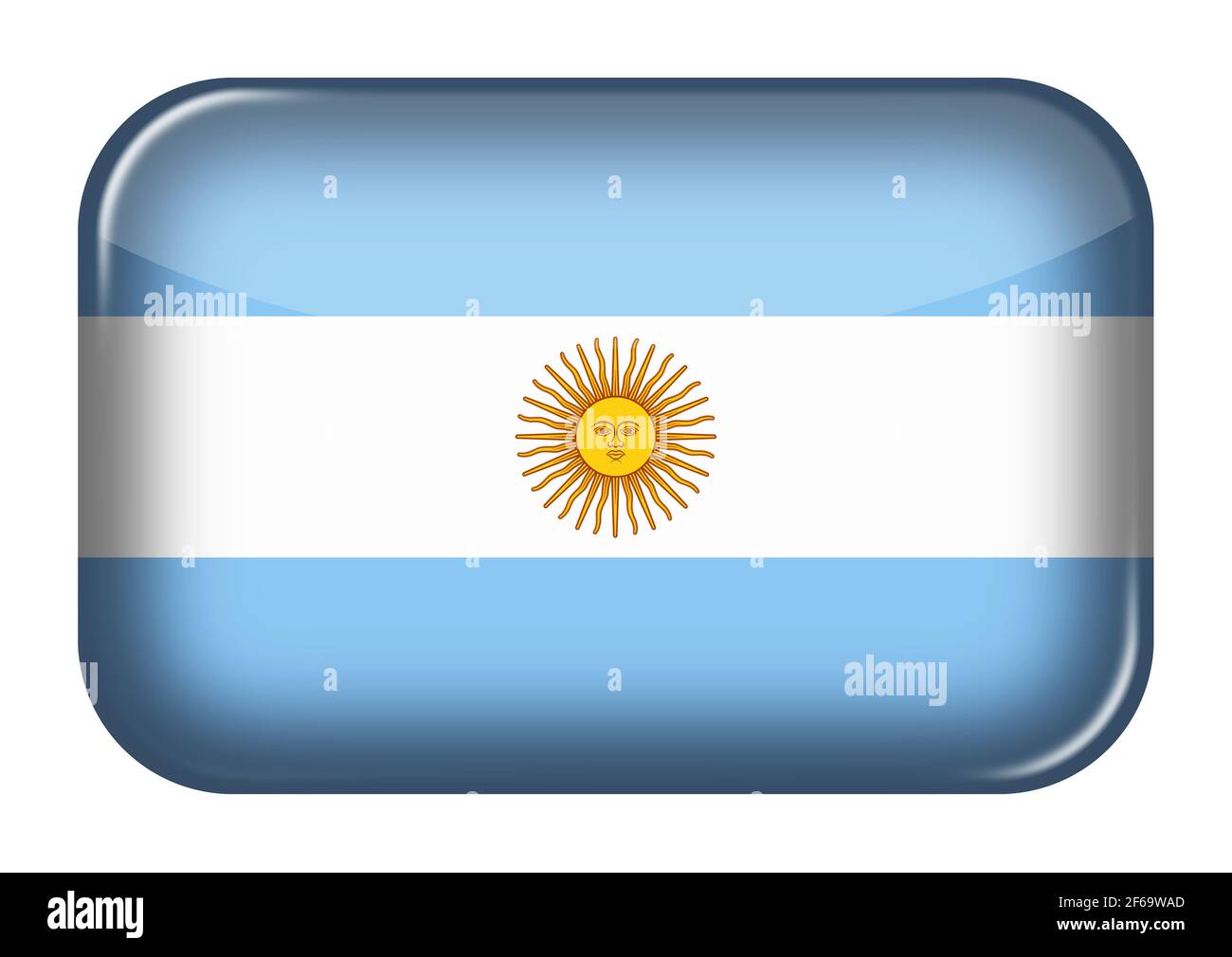 Icona web argentina pulsante rettangolo con tracciato di ritaglio illustrazione 3d Foto Stock