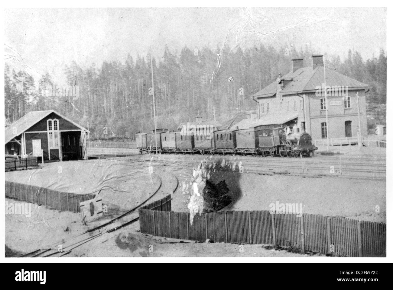 Stazione di Boxholm nel 1878. Foto Stock