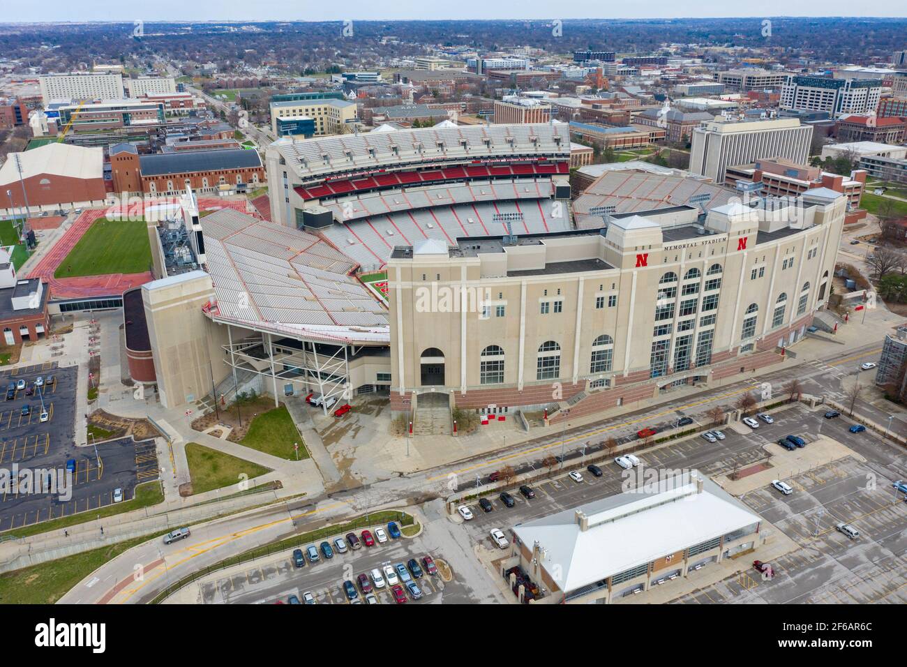 Memorial Stadium, campo da calcio, University of Nebraska Cornhuskers Foto Stock