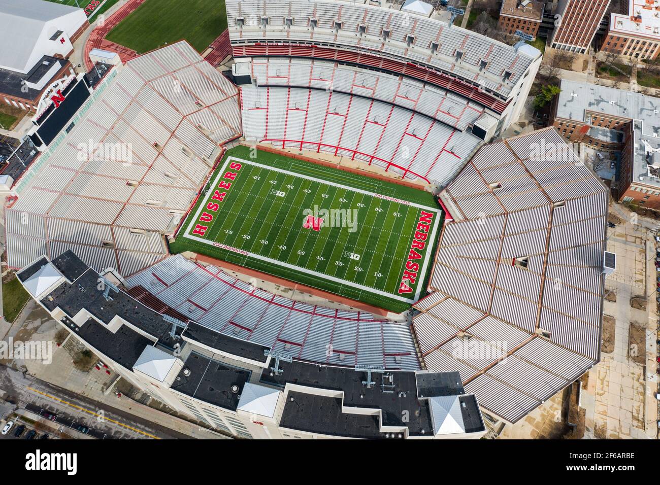 Memorial Stadium, campo da calcio, University of Nebraska Cornhuskers Foto Stock