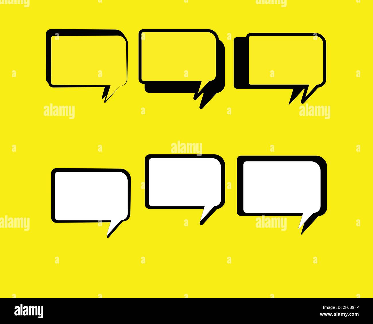 Set di testo della bolla di pronuncia, casella di chat, riquadro dei messaggi disegno grafico vettoriale cartoon. Palloncino doodle stile di pensare segno simbolo. Illustrazione Vettoriale