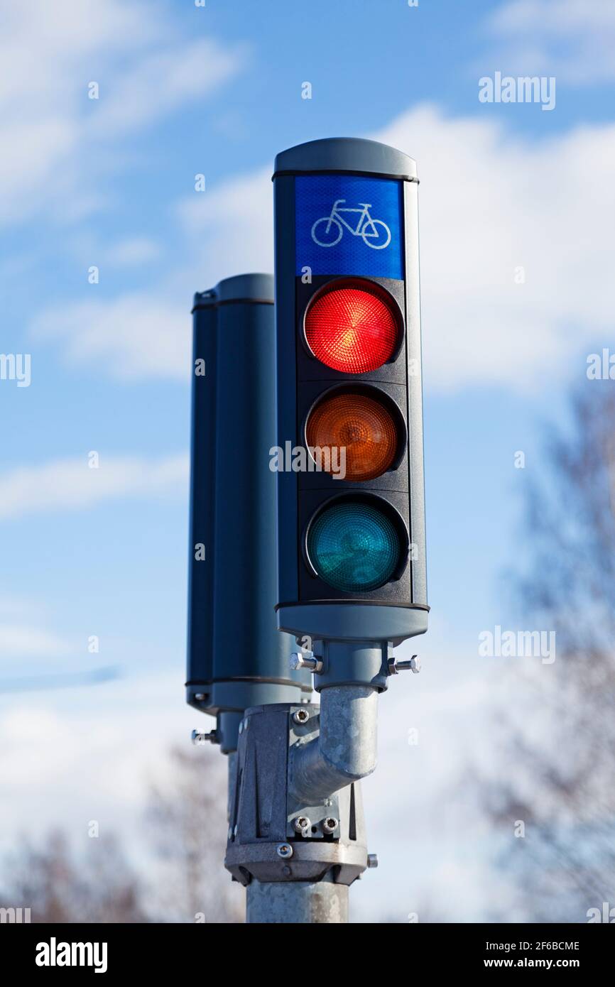semaforo rosso per ciclisti Foto Stock
