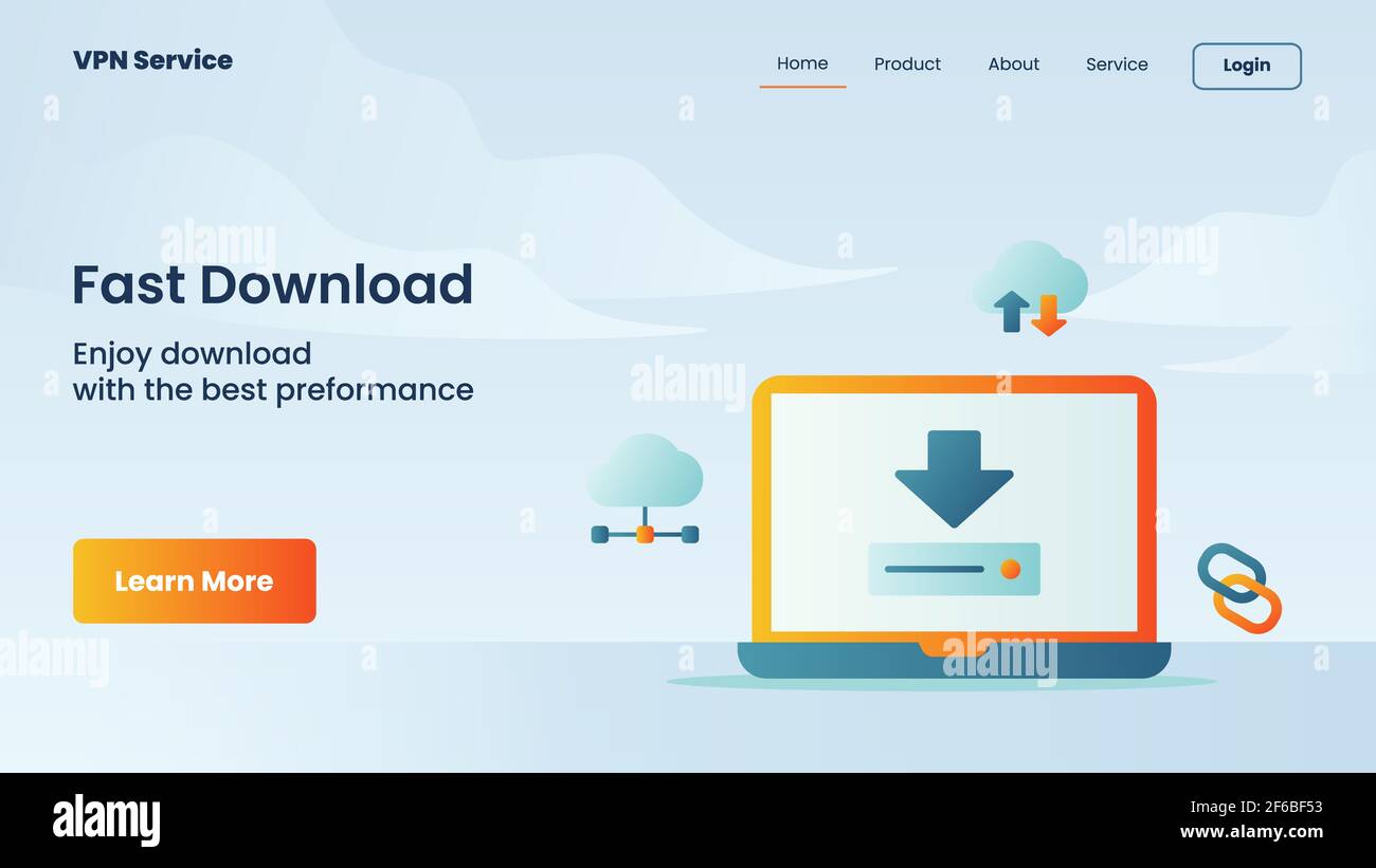 campagna di download rapido per la pagina di destinazione della home page del sito web modello di banner con disegno vettoriale a stile piatto Foto Stock