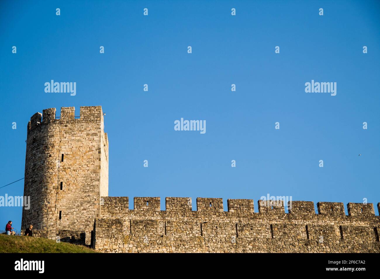 Si tratta di una vecchia fortezza a Belgrado, in Serbia. Il nome è Kalemegdan. Fu costruita dal popolo turco nel primo secolo. Foto Stock