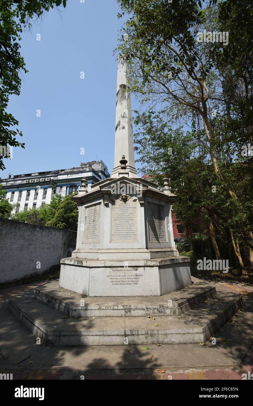 Buco nero di Calcutta monumento. Churchyard di San Giovanni, Kolkata. India. Foto Stock