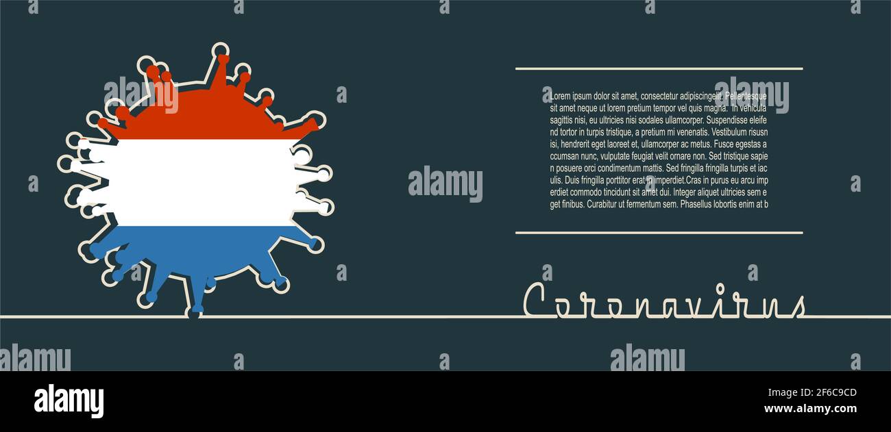 Silhouette astratta del virus e testo di Coronavirus in stile sottile. Illustrazione relativa del pericolo del virus del coronavirus. Tema di ricerca medica. Epiide virale Illustrazione Vettoriale