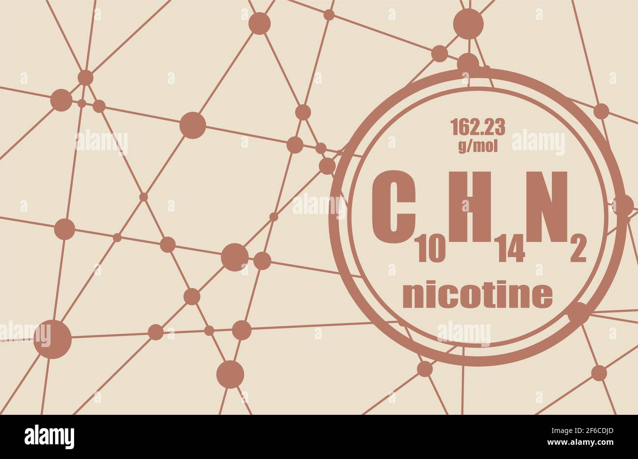 Formula chimica della nicotina. Linee collegate con sfondo a punti Illustrazione Vettoriale