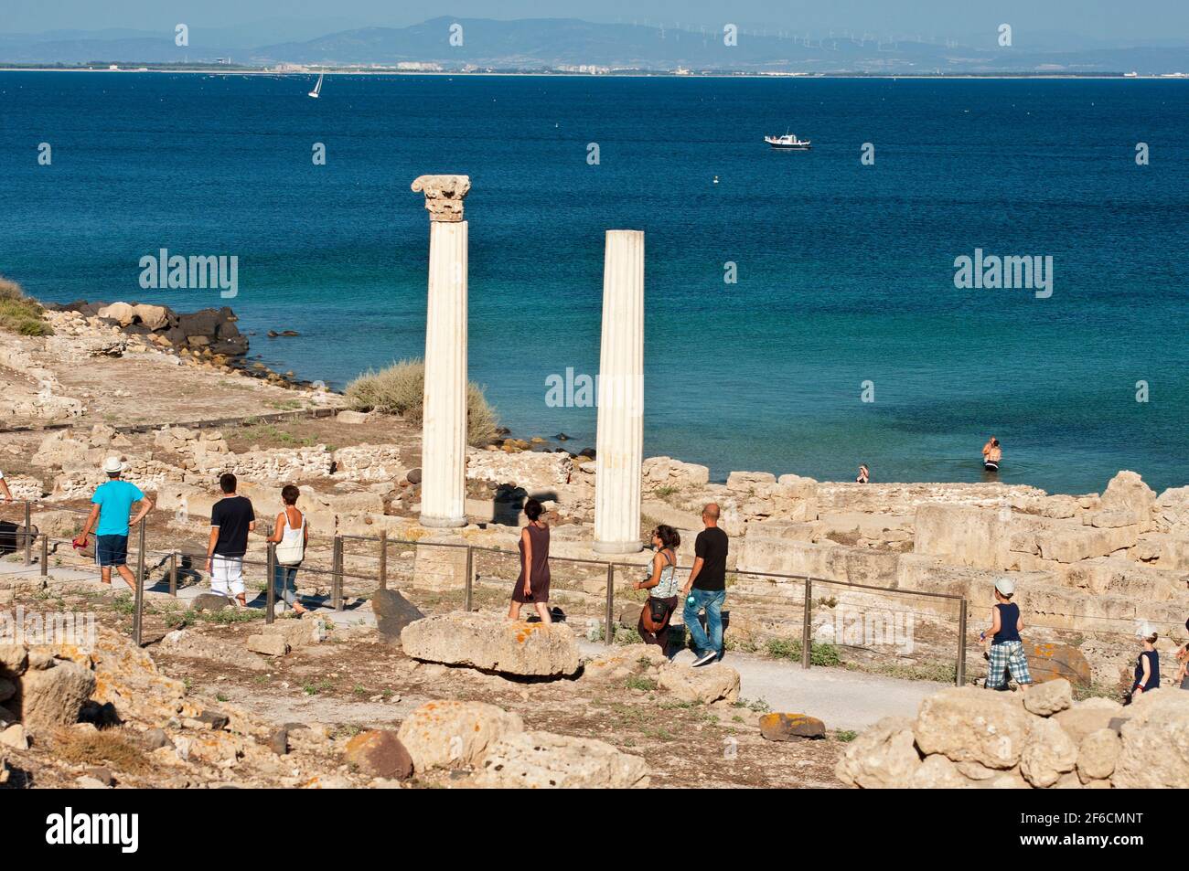 Tharros, Area Archeologica, rovine puniche e romane, Sinis, Cabras, Oristano, Sardegna, Italia, Europa Foto Stock