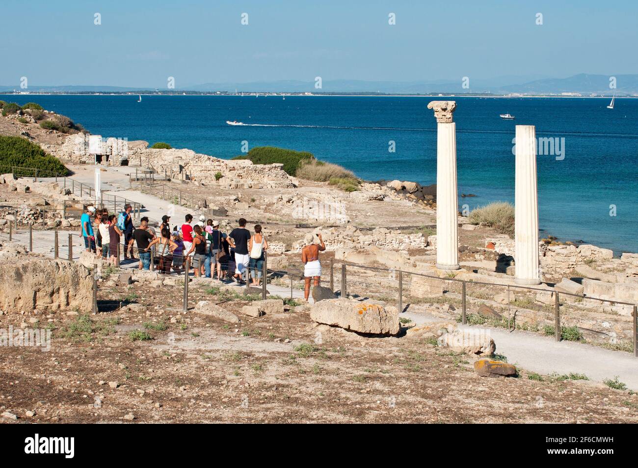 Tharros, Area Archeologica, rovine puniche e romane, Sinis, Cabras, Oristano, Sardegna, Italia, Europa Foto Stock