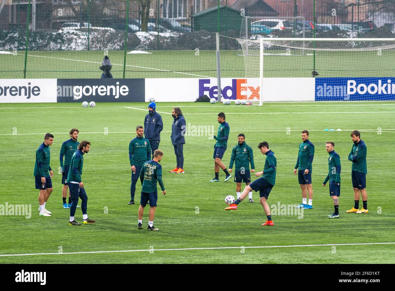 Squadra di calcio italiana durante l'allenamento prima della Lituania -  Italia, partita di qualificazione della Coppa del mondo Qatar 2022 Foto  stock - Alamy