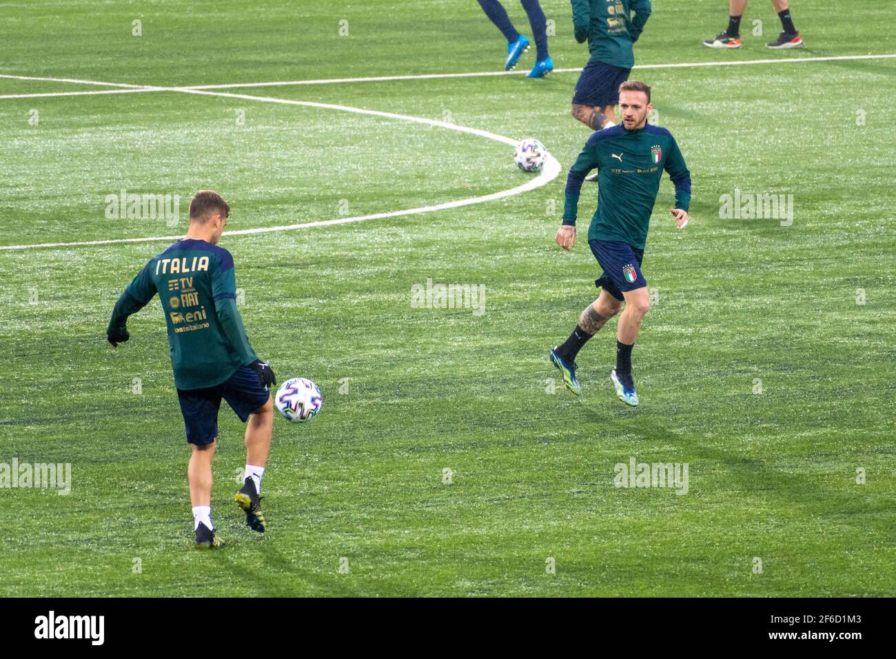 Italia e Lazio il giocatore Manuel Lazzari durante l'allenamento davanti alla Lituania - Italia, partita di qualificazione della Coppa del mondo Qatar 2022 Foto Stock