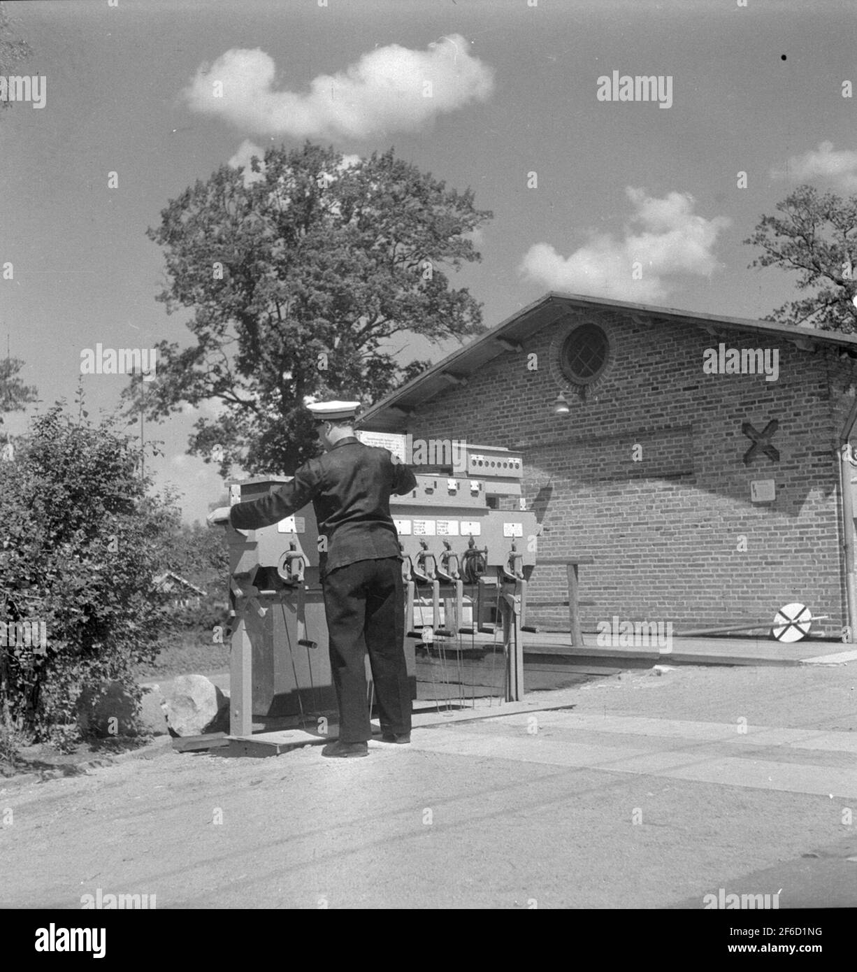 Ferrovie statali, SJ Security Service. Master della stazione con crankställverk alla stazione di Birdlavik. Foto Stock