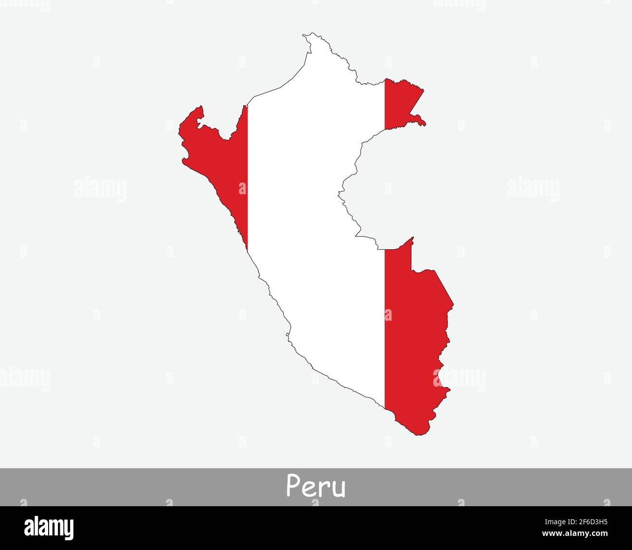 Mappa della bandiera del Perù. Mappa della Repubblica del Perù con la bandiera nazionale peruviana isolata su sfondo bianco. Illustrazione vettoriale. Illustrazione Vettoriale