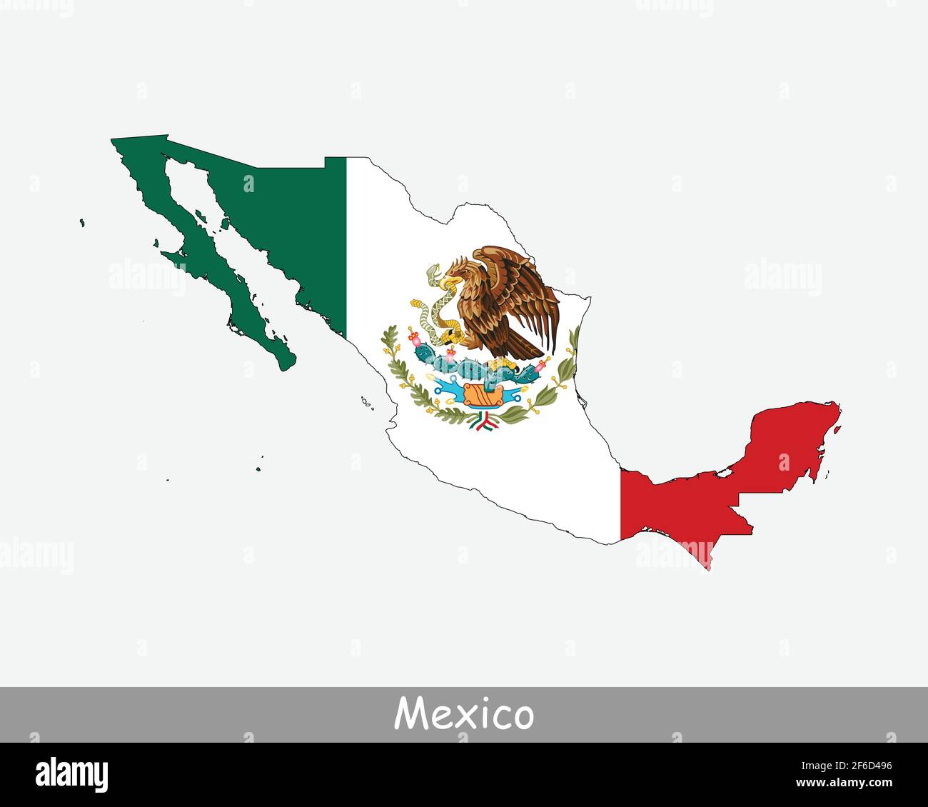 Bandiera della mappa del Messico. Mappa degli Stati Uniti messicani con la bandiera nazionale messicana isolata su sfondo bianco. Illustrazione vettoriale. Illustrazione Vettoriale