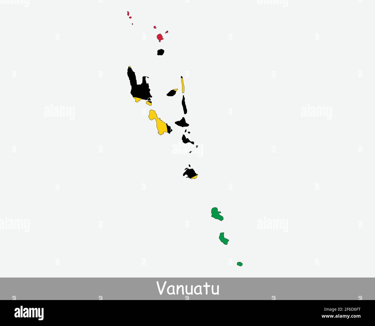Vanuatu Mappa Bandiera. Mappa della Repubblica di Vanuatu con la bandiera nazionale Vanuatuan isolata su sfondo bianco. Illustrazione vettoriale. Illustrazione Vettoriale