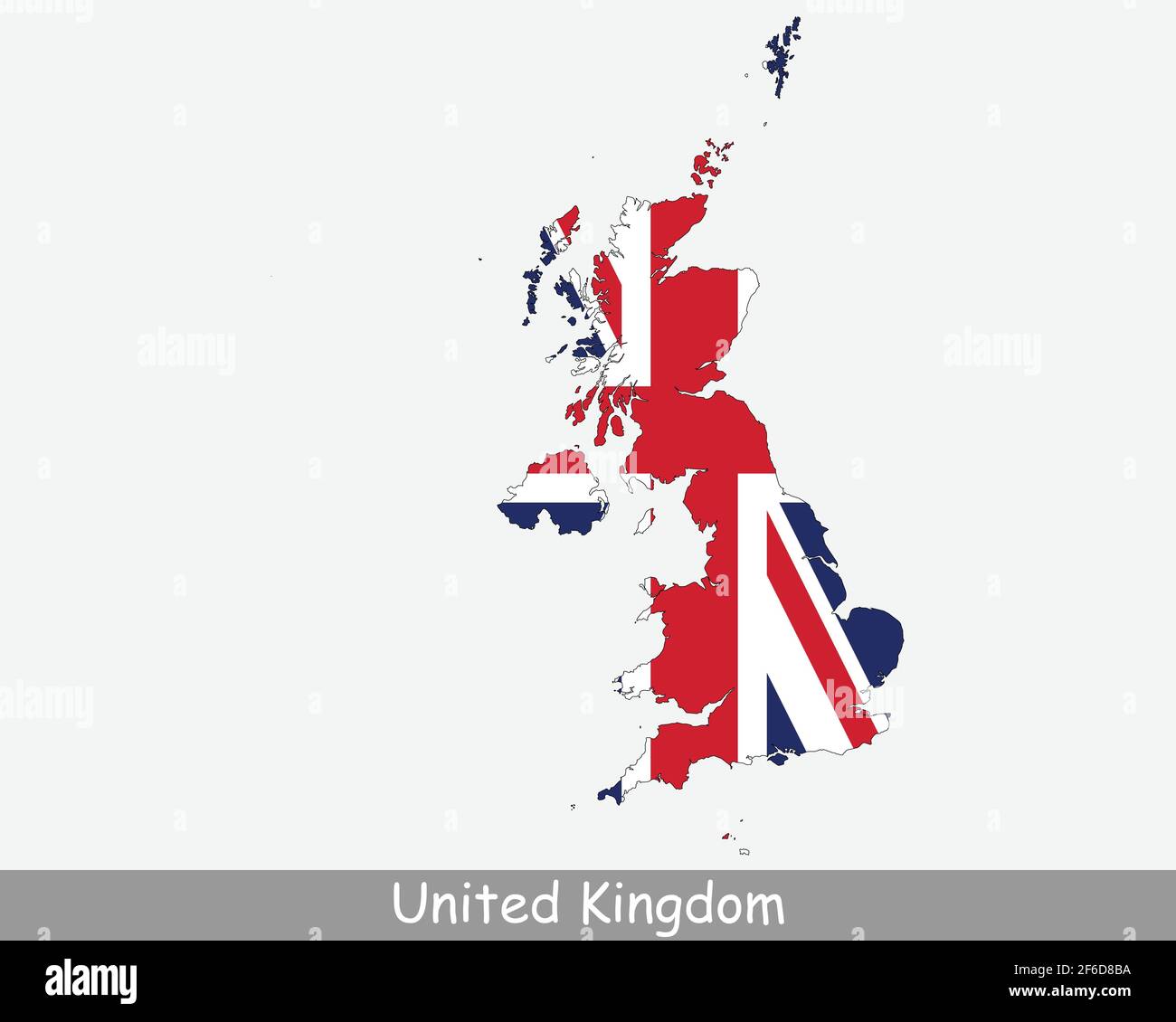 Mappa Bandiera del Regno Unito. Mappa del Regno Unito di Gran Bretagna e Irlanda del Nord con la bandiera nazionale britannica Jack isolato su un bianco Illustrazione Vettoriale