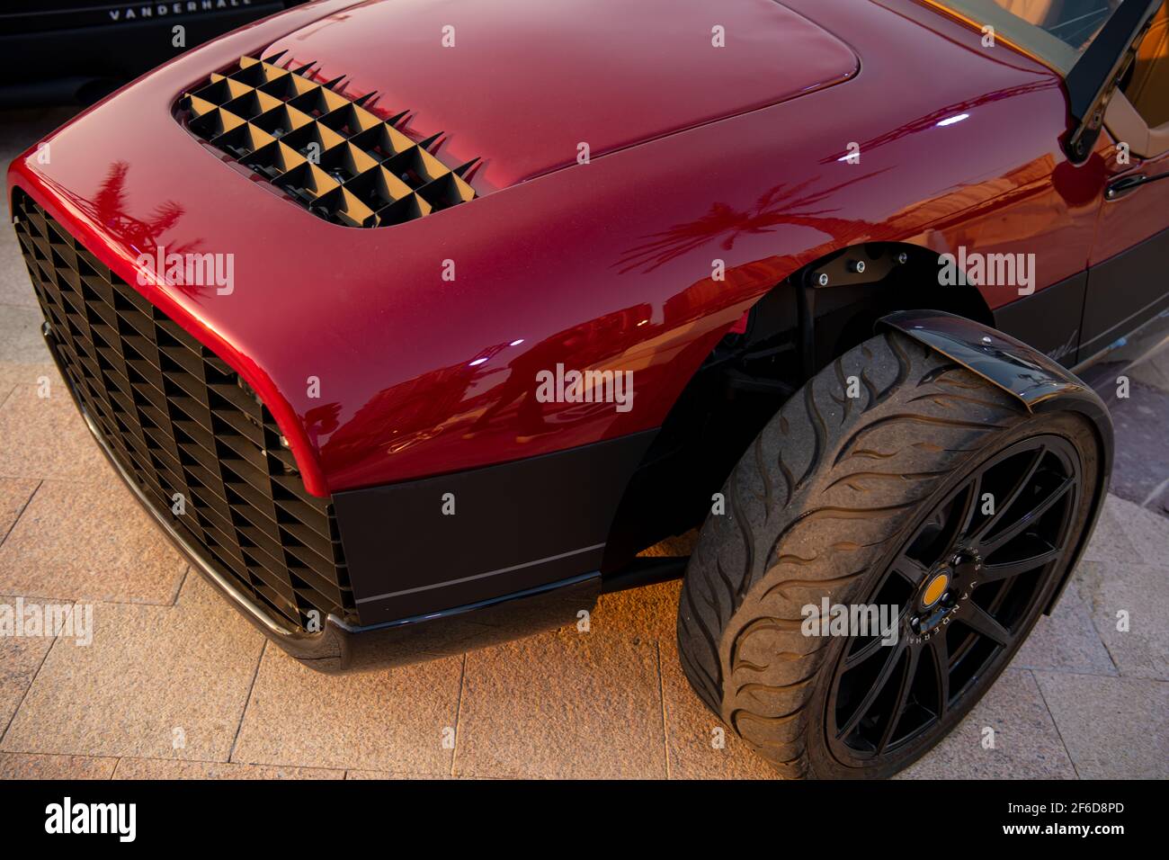 Il Vanderhall Venezia tre ruote di veicolo moto o uno sport di democrazia interni o esterni della vettura Foto Stock