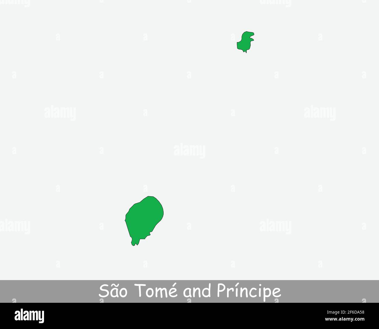 Mappa della bandiera di São Tomé e Príncipe. Mappa della Repubblica Democratica di Sao Tomé e Principe con la bandiera nazionale Santomea isolata su uno sfondo bianco Illustrazione Vettoriale