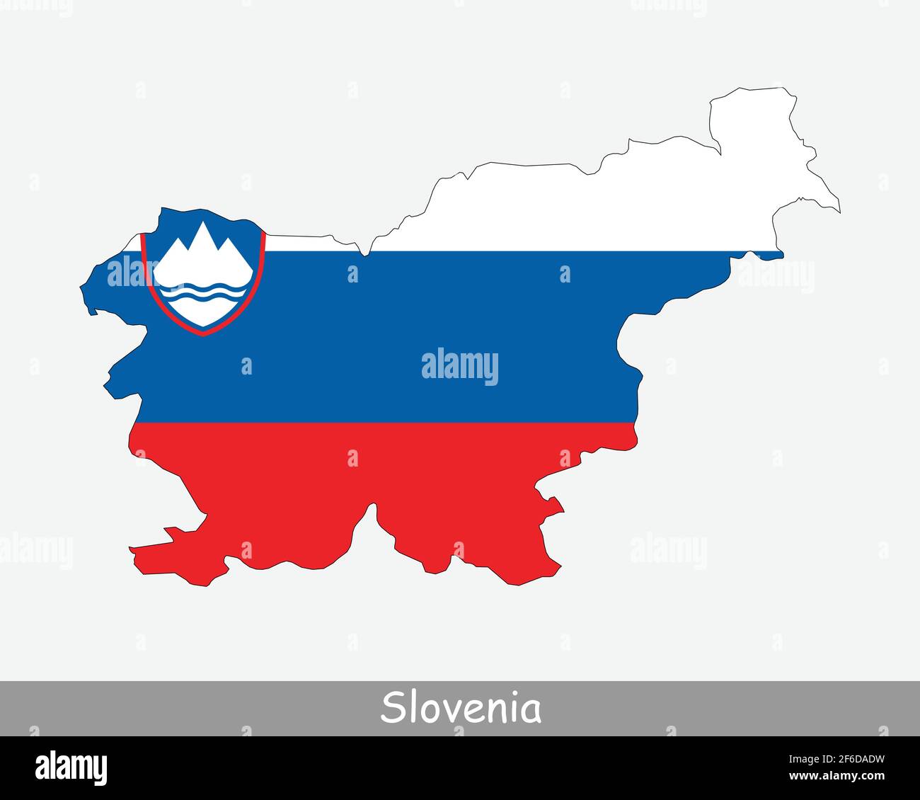 Mappa della bandiera della Slovenia. Carta della Repubblica di Slovenia con bandiera nazionale slovena isolata su sfondo bianco. Illustrazione vettoriale. Illustrazione Vettoriale