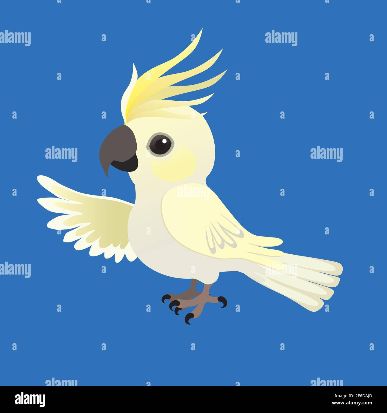 Un'illustrazione di un simpatico cockatoo solforato-crepato Illustrazione Vettoriale