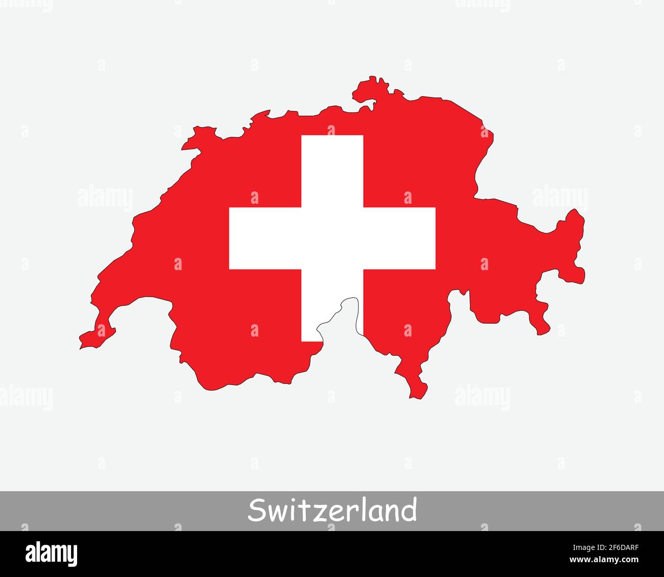 Mappa della bandiera della Svizzera. Carta della Confederazione svizzera con bandiera nazionale svizzera isolata su sfondo bianco. Illustrazione vettoriale. Illustrazione Vettoriale